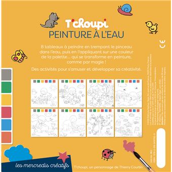 Pochette T'choupi - peinture à l'eau - 8 tableaux à peindre - les animaux