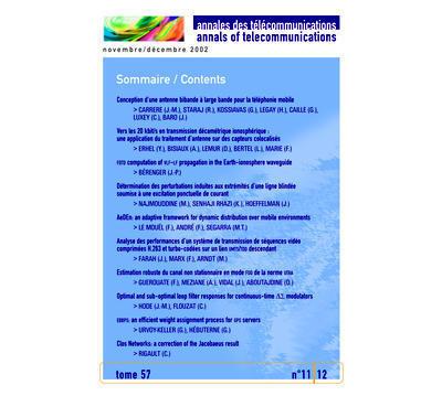Annales des telecommunications tome 57 n. 11-12/novembre-dec