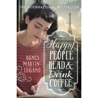 Happy people read and drink coffee