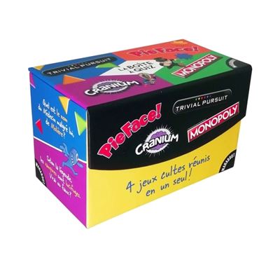 La boîte de jeu Cranium-Monopoly-Trivial Pursuit-Pie Face