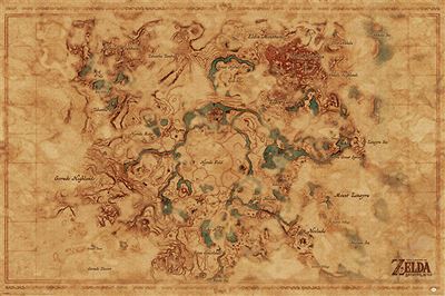 Poster The Legend Of Zelda Breath Of The Wild Hyrule World Map