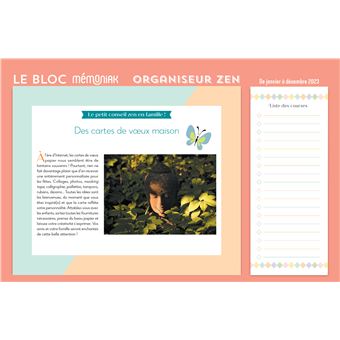 Le Bloc hebdomadaire Mémoniak organiseur Zen 2024, de janv. à déc. 2024 -  XXX - Librairie Le Forum du Livre