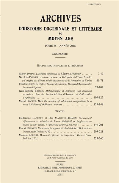 Archives d'histoire littéraire et doctrinale du Moyen Age