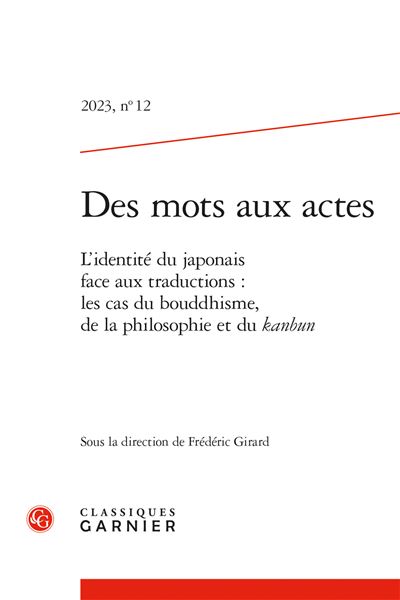 Des mots aux actes L'identite du japonais face aux tradu