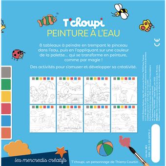 Pochette T'choupi - peinture à l'eau - 8 tableaux à peindre - Vive les vacances