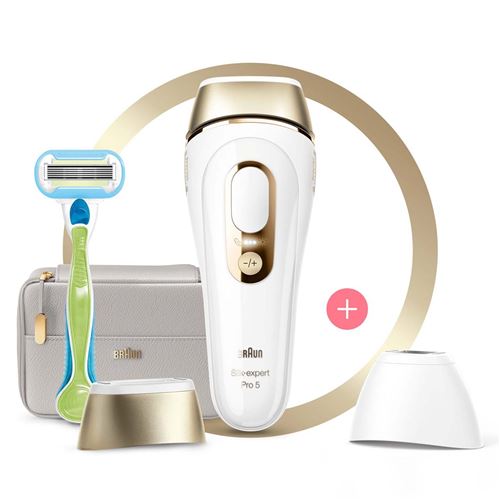 Braun Épilateur Lumiere Pulsée - Silk Expert Pro 5 - Pl5154 - Ipl pour Femme - Blanc/Doré