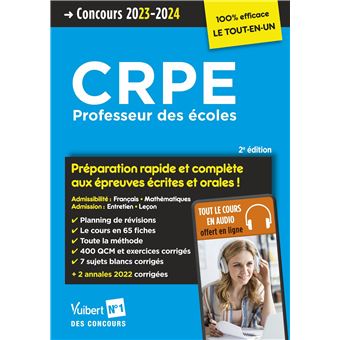 CRPE 2023-2024 - Préparation rapide et complète aux épreuves écrites et orales - Tout le cours en audio