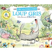 Loup gris en décalcomanies