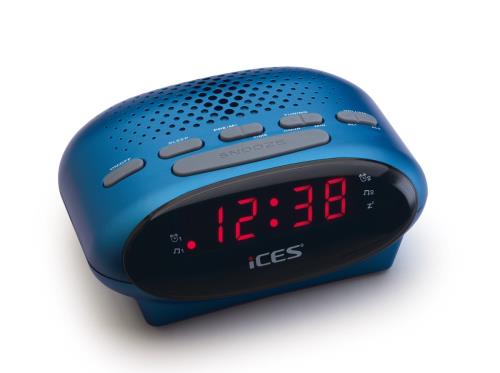 ICES Digital Desk Alarm Clock Radio LED | FM | Buzzer, Dual Alarm & Snooze function - Blue