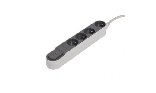 CHACON Bloc 4 prises avec interrupteur  48852 gris fonc&eacute;