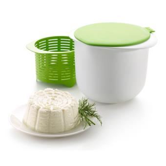 Kit pour Fromage Frais Lékué en Plastique Blanc et Vert + Livre