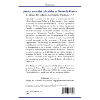 Justice et société coloniales en Nouvelle-France