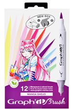Set de 12 marqueurs Graph'it Manga Shojo pointes brush & extra fine