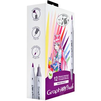 Set de 12 marqueurs Graph'it Manga Shojo pointes brush & extra fine