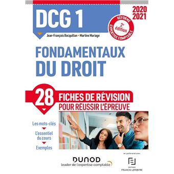 DCG 1 Fondamentaux du droit - Fiches de révision - 2020-2021