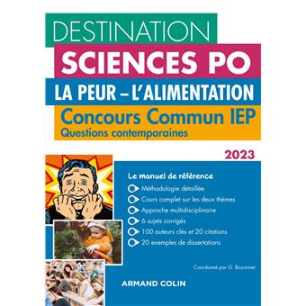 Destination Sciences Po Questions contemporaines 2023 - Concours commun IEP