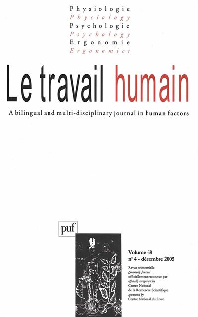 Travail humain 2005, vol. 68 (4) -  Collectif - broché