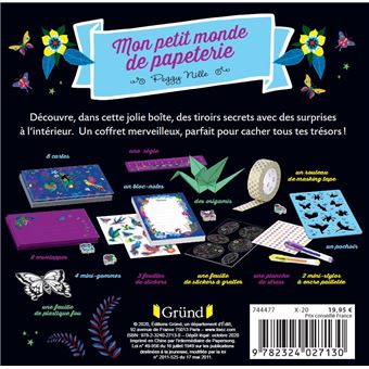 Mon petit monde de papeterie - Coffret avec des stickers, stylos, strass, bloc-note, enveloppes, gom