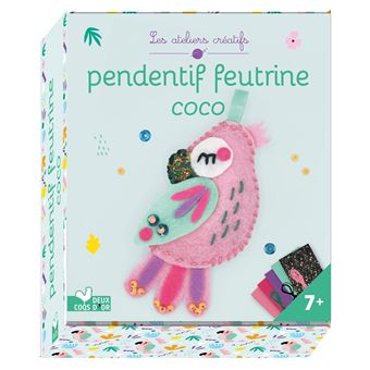 Pendentif feutrine coco - mini-boîte avec accessoires