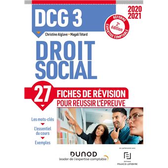 DCG 3 Droit social - Fiches de révision - 2020-2021