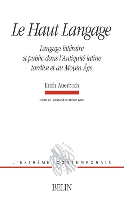 Le Haut Langage - Erich Auerbach - broché