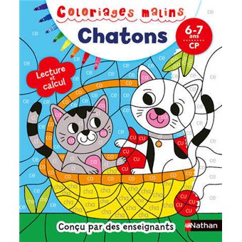 Coloriages malins: Les chatons - Lecture et calcul CP