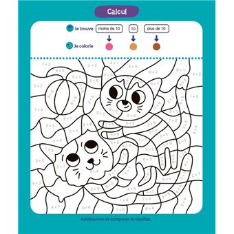 Coloriages malins: Les chatons - Lecture et calcul CP