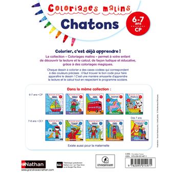 Coloriages malins: Les chatons - Lecture et calcul CP