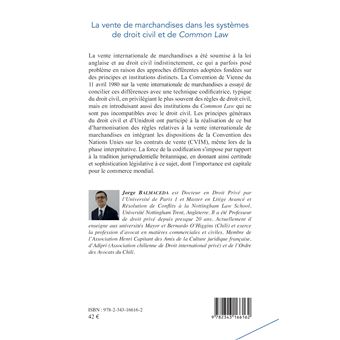 La vente de marchandises dans les systèmes de droit civil et de common law