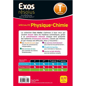 Exos Résolus Spécialité Physique Chimie Terminale