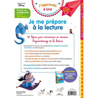 Disney - Je me prépare à la lecture avec les grands classiques Disney - Cahier de vacances 2023