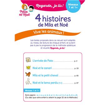 Regarde je lis ! 4 histoires de Mila et Noé - Vive les animaux Niveau 1 & 1+