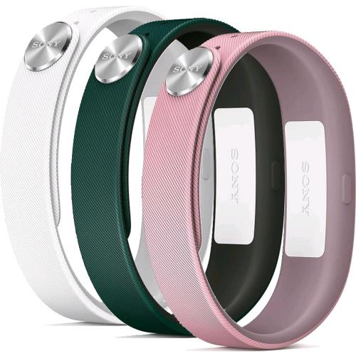 Pack 3 bracelets Sony blanc rose et vert (taille L) pour Sony Smartband