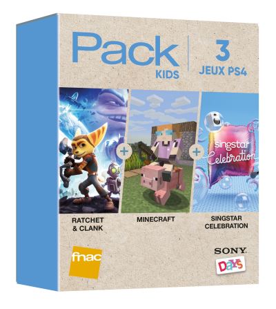 Pack Fnac 3 Jeux Kids PS4 Rachet & Clank + Minecraft + Singstar Celebration
