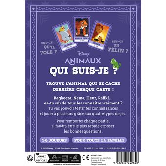 DISNEY ANIMAUX - Jeux de cartes "Qui suis-je ?"