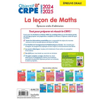 Objectif CRPE 2024 - 2025 - Maths - La leçon -  épreuve orale d'admission