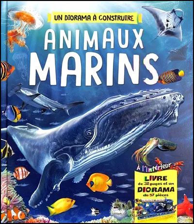 Animaux Marins 1 livre + 1 diorama 61 pieces - Collectif - P'tit Loup - cartonné - Document jeunesse