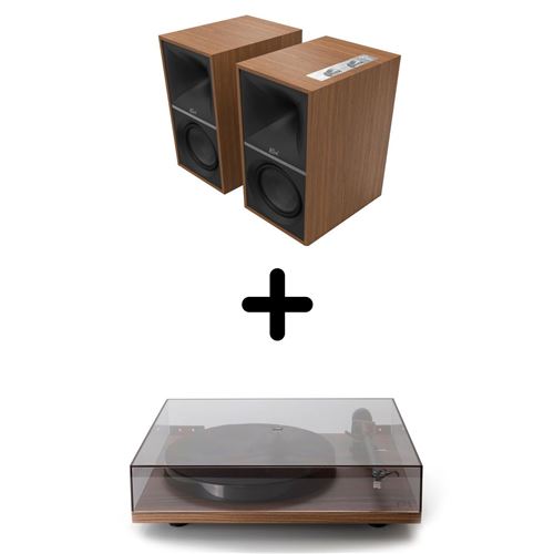 Enceintes Actives Hi-Fi Klipsch The Sevens Noyer Vendues Par Paire + Platine Vinyle Rega Planar 1 Noyer