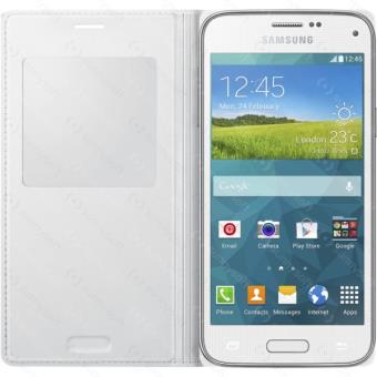 Samsung S View EF-CG800B - Étui à rabat pour téléphone portable - blanc scintillant avec motif poinçon - pour Galaxy S5 Mini, S5 Mini Duos