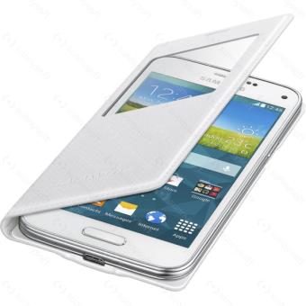 Samsung S View EF-CG800B - Étui à rabat pour téléphone portable - blanc scintillant avec motif poinçon - pour Galaxy S5 Mini, S5 Mini Duos