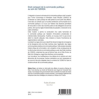 Droit comparé de la commande publique au sein de l'UEMOA