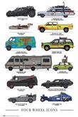 Poster Four Wheels Icons