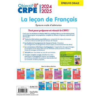 Objectif CRPE 2024 - 2025 - Français - La leçon - épreuve orale d'admission
