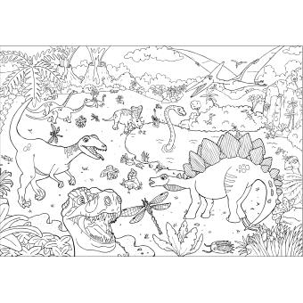 Poster geant dinosaures a colorier - broché - Collectif, Livre