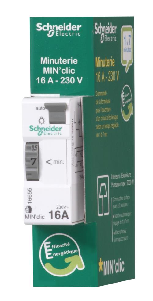 Minuterie MIN'clic minuterie 1 à 7 min 16A 230V Schneider Electric Resi9
