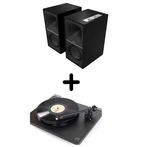 Enceintes Actives Hi-Fi Klipsch The Sevens Noir Vendues Par Paire + Platine Vinyle Rega Planar 1 Noir Mat