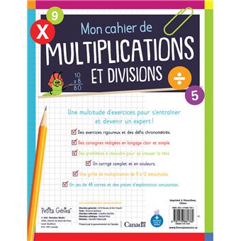 Mon cahier de multiplications et divisions