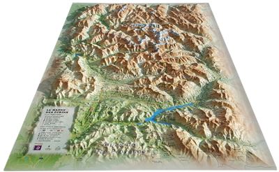 Carte en relief du Parc national des Ecrins