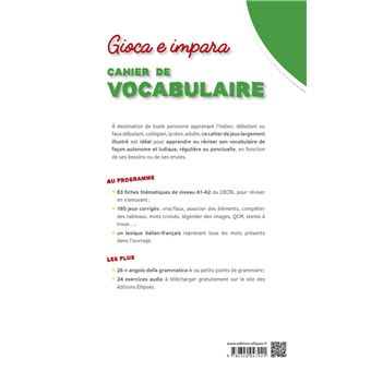 Gioca e impara. Cahier de vocabulaire italien. A1-A2