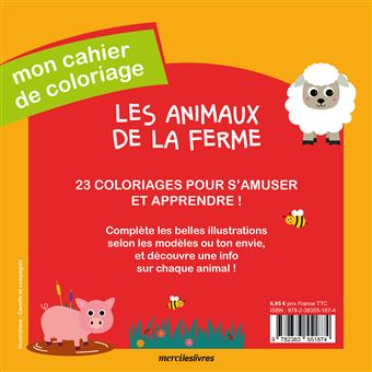 Les animaux de la ferme - Mon cahier de coloriage